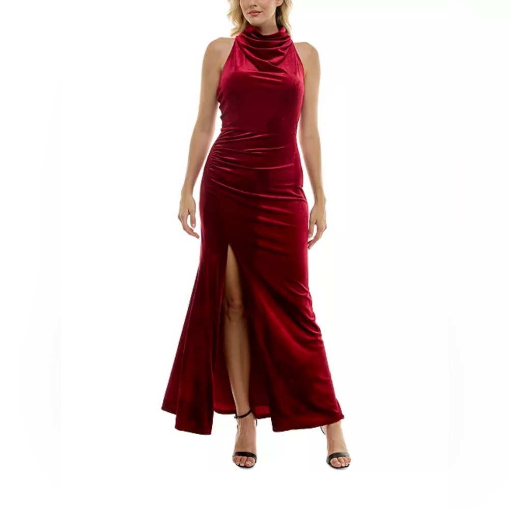 BURGUNDY VELVET DRESS SIZE 10